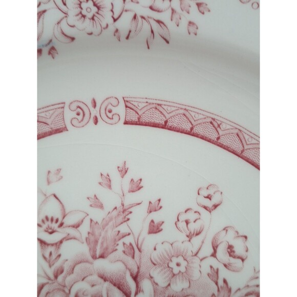 Vtg English Ironstone Kew Gardens Pink 2 Dinner Plates Crazing Flowers Rose - Picture 2 of 6